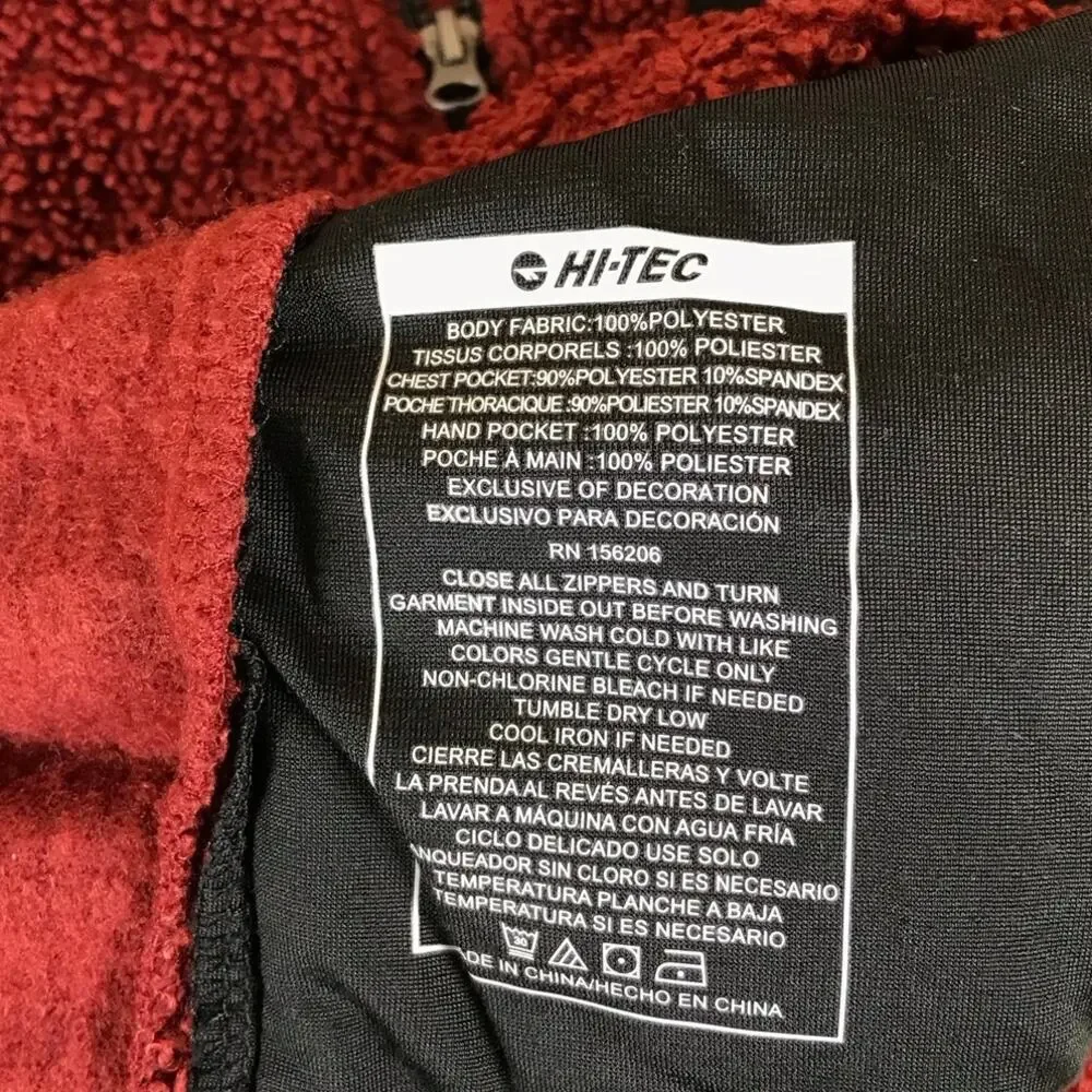 Hi-Tec Fleece Pullover Men’s Medium Maroon Red 1/4 Zip Outdoor Winter Cozy